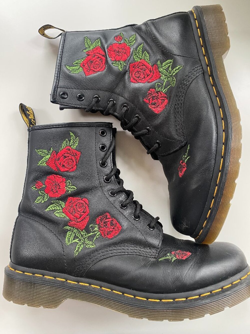 Nearly new Doc Martin 1460 Vonda low boots with roses